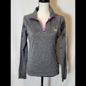 Victoria's Secret Pink Size XS Gray Pullover 1/4 Zip Back Pocket